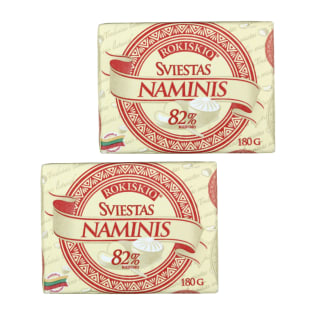 2 vnt. ROKIŠKIO NAMINIS sviesto, 82 % rieb., 180 g 2 vnt. ROKIŠKIO NAMINIS sviesto, 82 % rieb., 180 g
