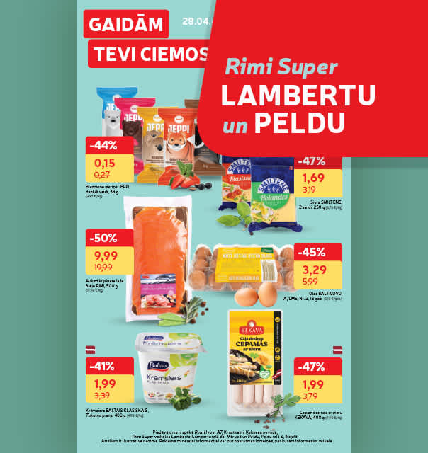 Rimi Super Lamberta un Peldu akciju buklets 28.04.-11.05.2026.