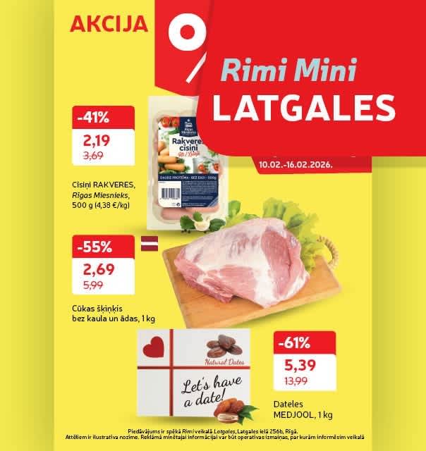 Rimi Mini Latgales 256 akciju buklets 10.02.-16.02.2026.