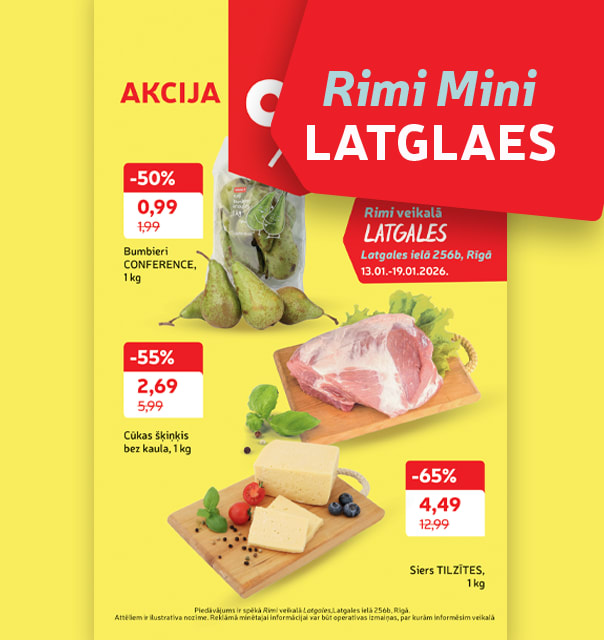 Rimi Mini Latgales 256 akciju buklets 13.01.-19.01.2026.