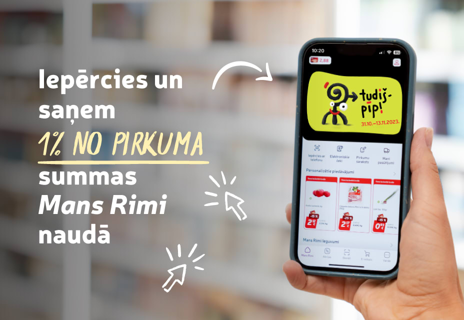 Aplūko savu Mans Rimi naudas uzkrājumu