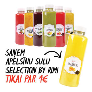 Saņem Apelsīnu sulu Selection by Rimi 500ml tikai par 1€! 