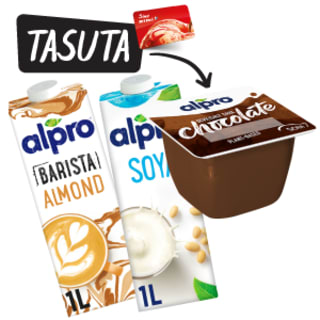 Osta 10 Alpro brändi toodet ja saad TASUTA tumeda šokolaadi sojadesserdi Alpro 125g. 