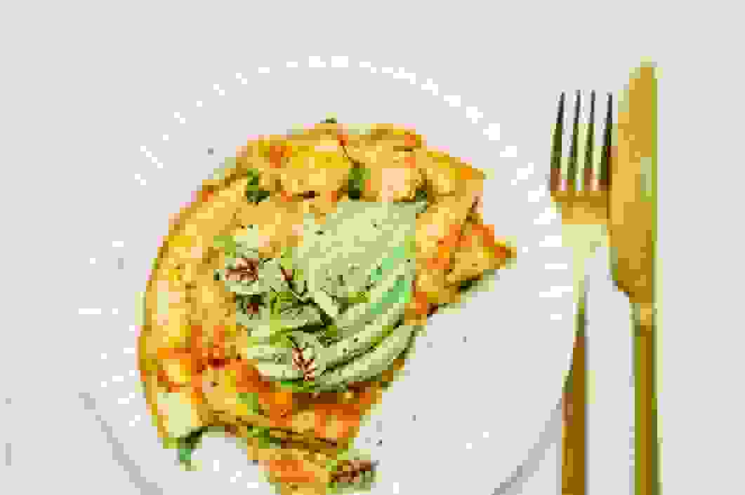 Kukurūzas, keila un fetas siera omlete