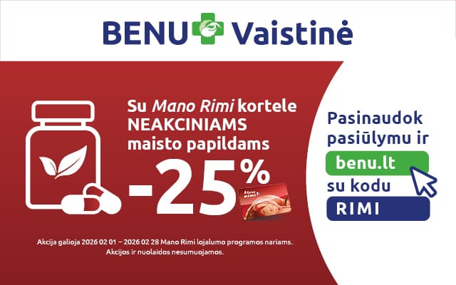 „Rimi“ - Su specialiu kodu neakciniams maisto papildams -25 %