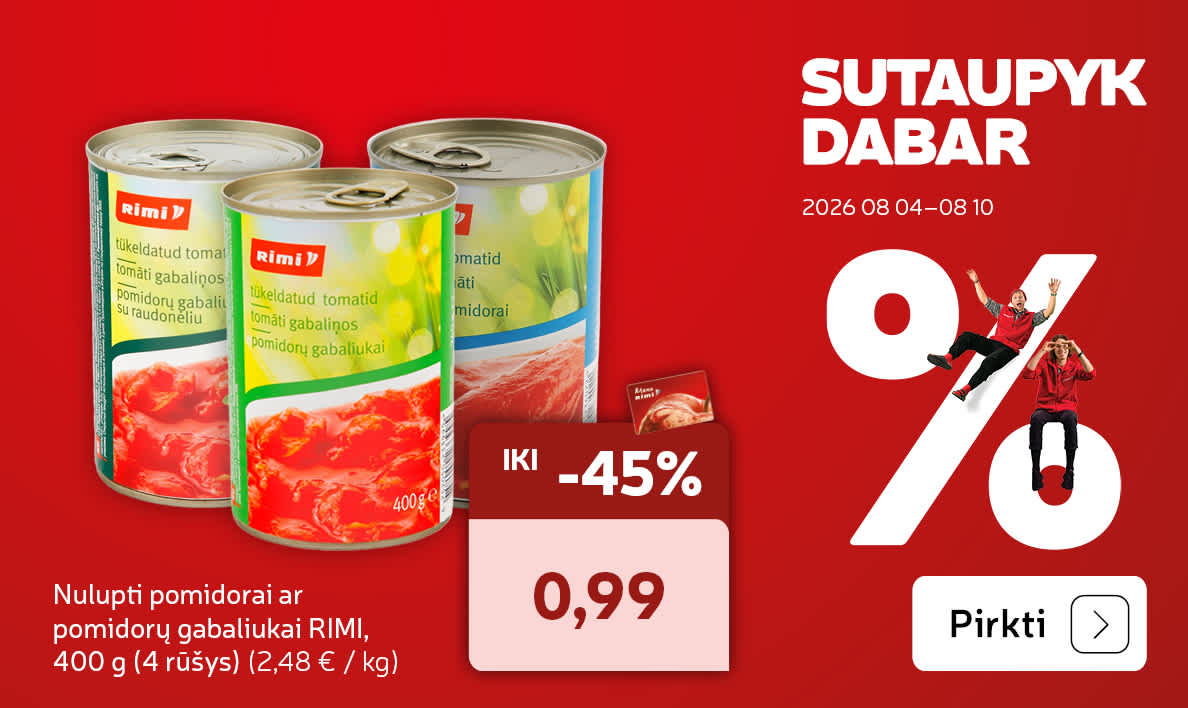 Nulupti pomidorai ar  pomidorų gabaliukai RIMI, -45 % 400 g (4 rūšys)