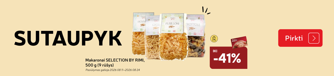 Makaronai  SELECTION BY RIMI,  500 g (9 rūšys)