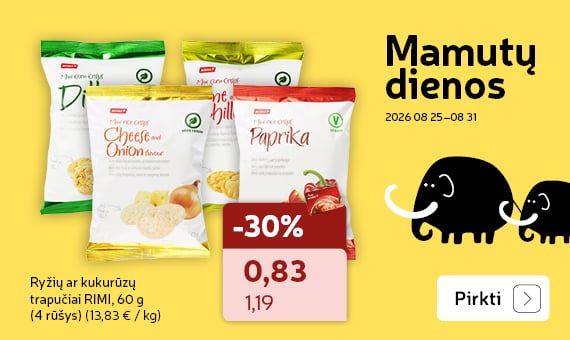 Ryžių ar kukurūzų trapučiai RIMI,  60 g (4 rūšys)