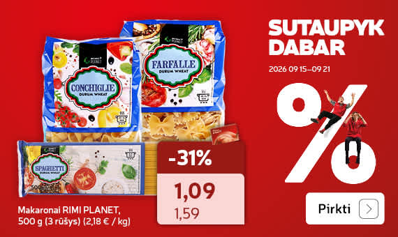 Makaronai RIMI PLANET,  500 g (3 rūšys)
