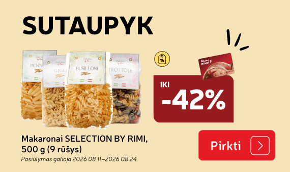 Makaronai  SELECTION BY RIMI,  500 g (9 rūšys)