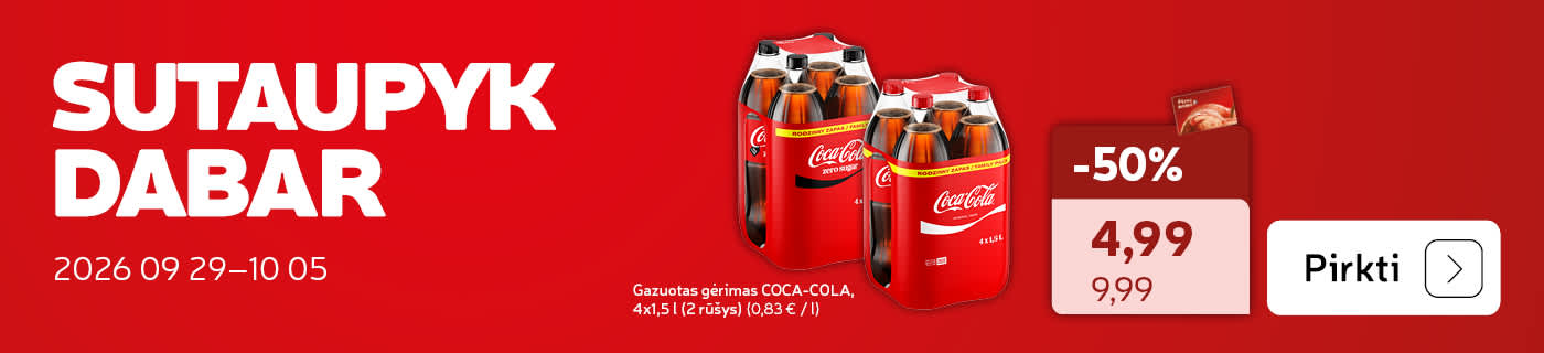 Gazuotas gėrimas COCA-COLA, 4x1,5 l(2 rūšys) -50%