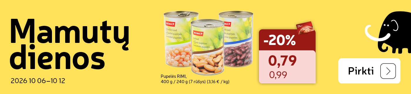 Pupelės RIMI, 400 g / 240 g   (7 rūšys)