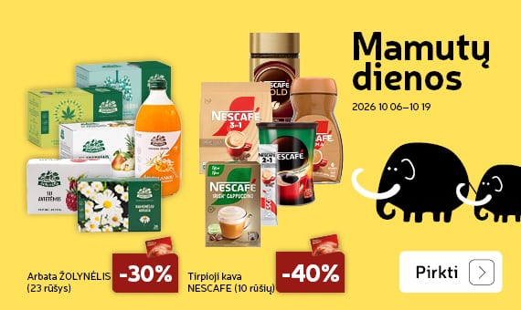 Arbata ŽOLYNĖLIS  (23 rūšys) ir Tirpioji kava  NESCAFE (10 rūšių)