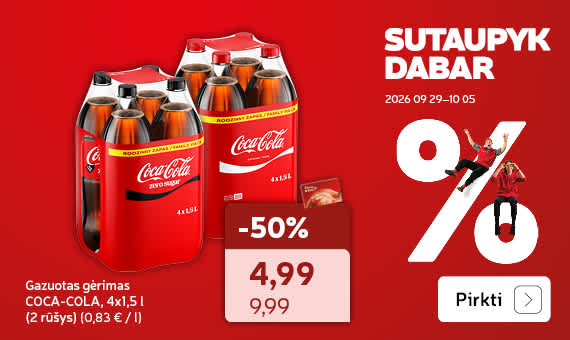 Gazuotas gėrimas COCA-COLA, 4x1,5 l(2 rūšys) -50%