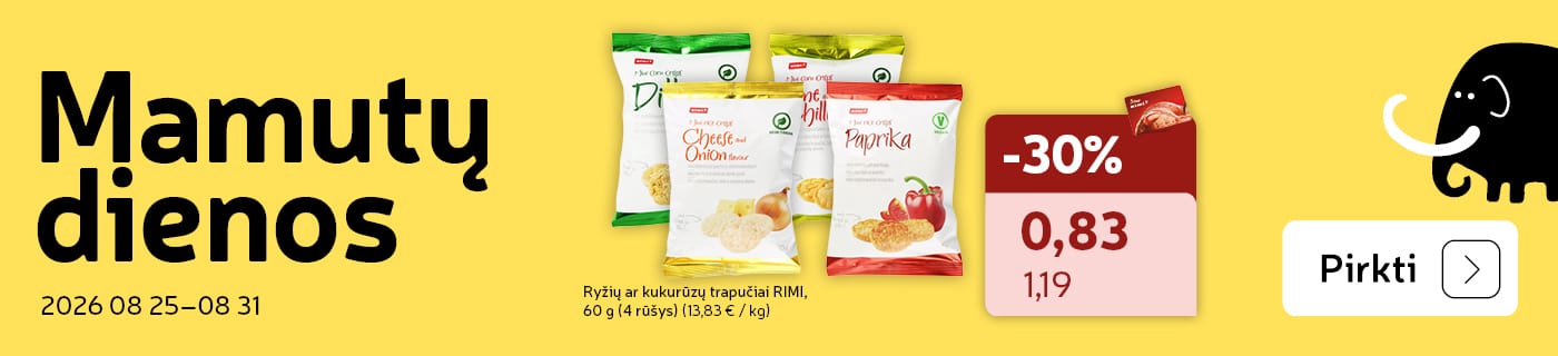 Ryžių ar kukurūzų trapučiai RIMI,  60 g (4 rūšys)