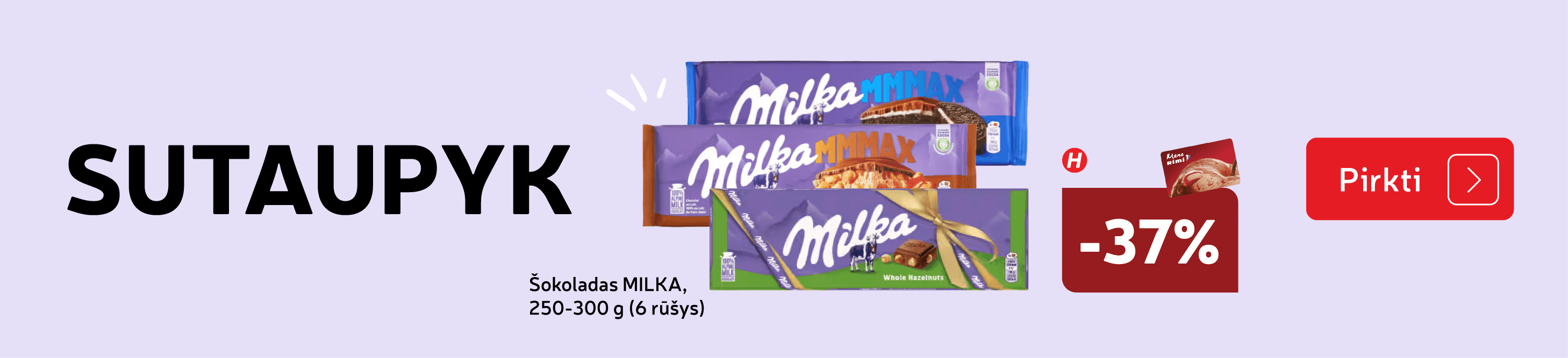 Šokoladas MILKA, 250-300 g (6 rūšys) -37%