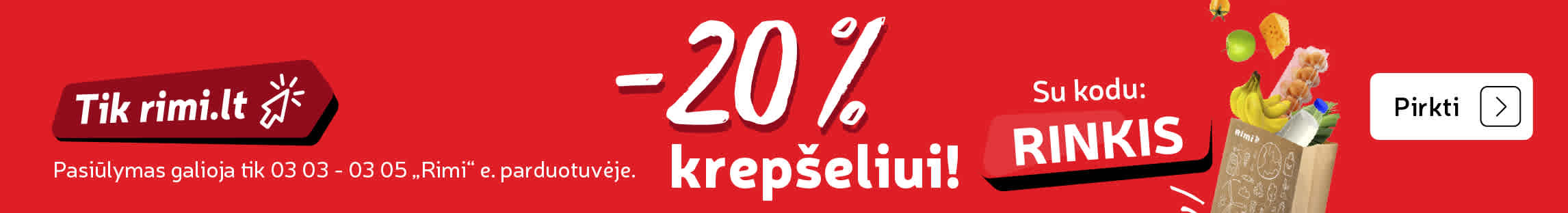 20% nuolaida krepšeliui