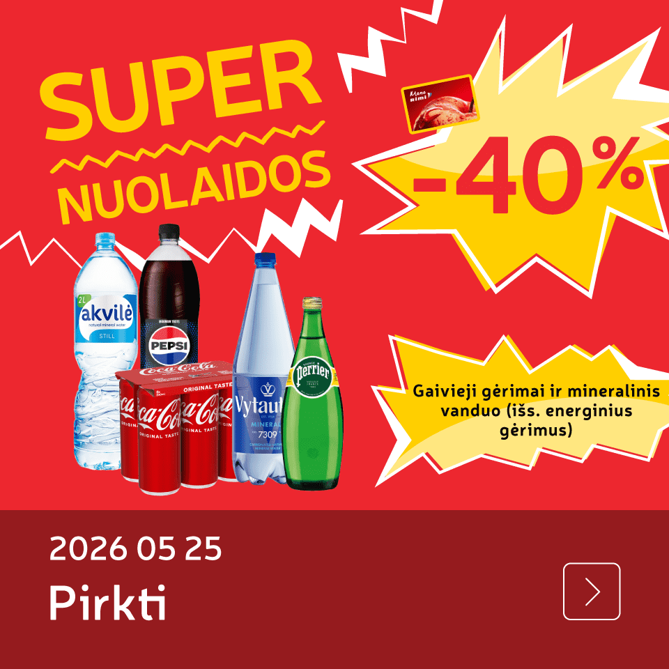 Gaivieji gėrimai ir mineralinis vanduo ( išskyrus energetinius gėrimus) 40%