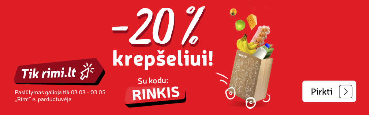 20% nuolaida krepšeliui