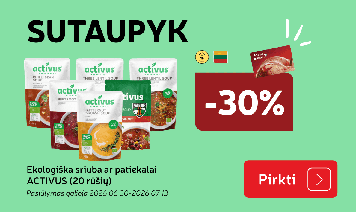 Ekologiška sriuba ar patiekalai ACTIVUS (20 rūšių)-30%
