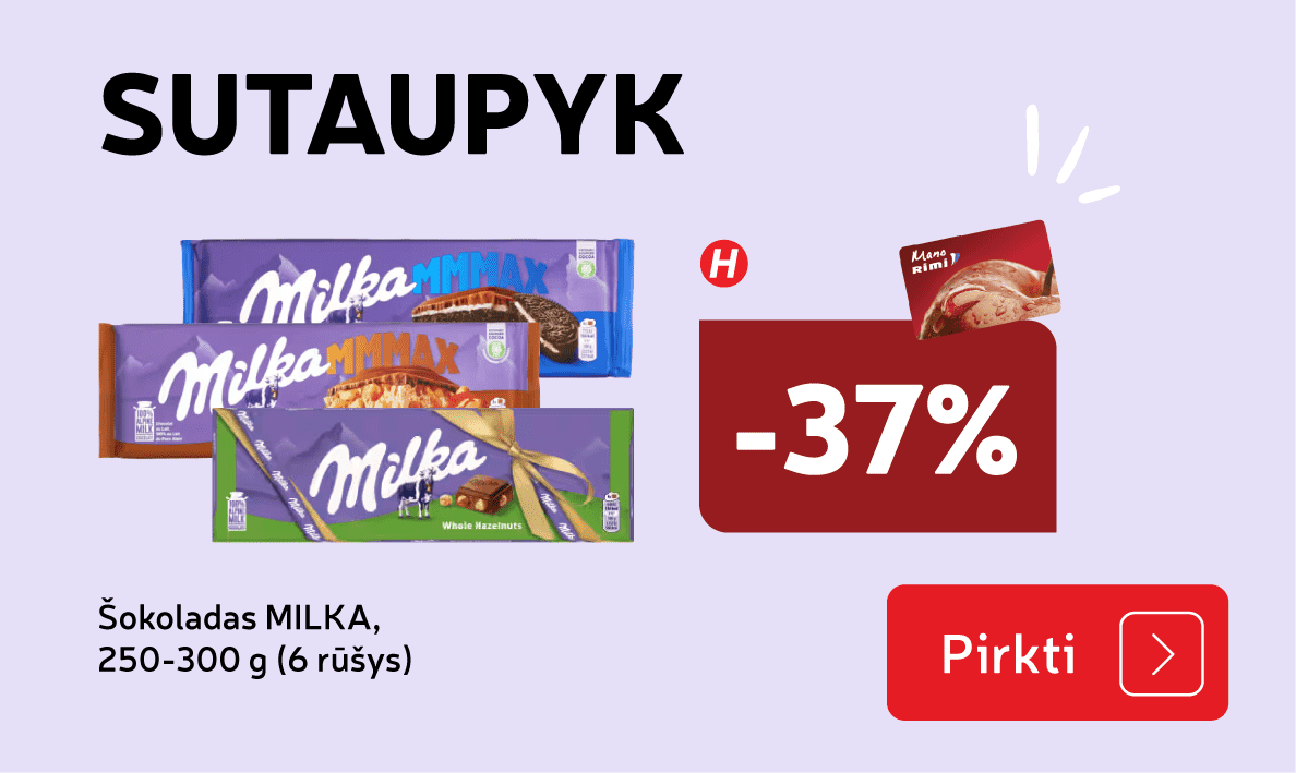 Šokoladas MILKA, 250-300 g (6 rūšys) -37%
