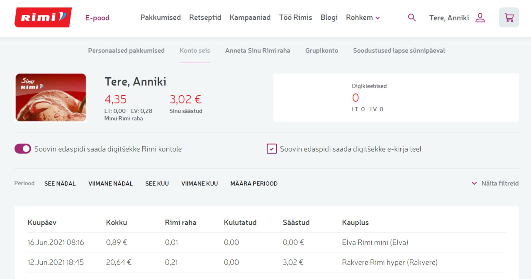 Rimi - Rimi kutsub eelistama digitšekki